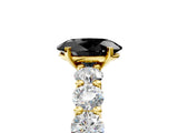 Yellow gold Fancy Black Oval Cut Diamond Prong Setting with Side Stones on a Pave Band_5