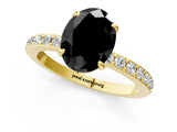 Yellow gold Fancy Black Oval Cut Diamond Ring with Pavé Band and Four-Prong Setting_1