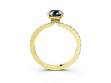 Yellow gold Fancy Black Oval Cut Diamond Ring with Pavé Band and Four-Prong Setting_3