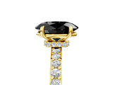 Yellow gold Fancy Black Oval Cut Diamond Ring with Pavé Band and Four-Prong Setting_5