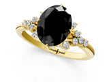 Yellow gold Fancy Black Oval Cut Diamond Ring with Side Stones and Four-Prong Setting_13