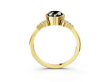 Yellow gold Fancy Black Oval Cut Diamond Ring with Side Stones and Four-Prong Setting_15