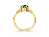 Yellow gold Fancy Black Oval Cut Diamond Ring with Side Stones and Four-Prong Setting_63