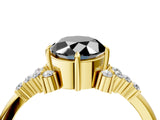 Yellow gold Fancy Black Oval Cut Diamond Ring with Side Stones and Four-Prong Setting_64