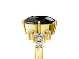 Yellow gold Fancy Black Oval Cut Diamond Ring with Side Stones and Four-Prong Setting_65