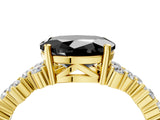 Yellow gold Fancy Black Oval Cut Diamond Scattered Round Accent Ring with Prong Setting_16