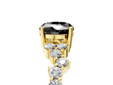 Yellow gold Fancy Black Oval Cut Diamond Scattered Round Accent Ring with Prong Setting_17