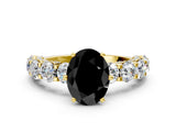 Yellow gold Fancy Black Oval Cut Diamond Side Stone Engagement Ring with Four-Prong Setting_36