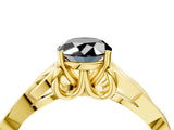 Yellow gold Fancy Black Oval Cut Diamond Solitaire Engagement Ring with Celtic Knot Band and Four-Prong Setting_4