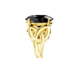 Yellow gold Fancy Black Oval Cut Diamond Solitaire Engagement Ring with Celtic Knot Band and Four-Prong Setting_5