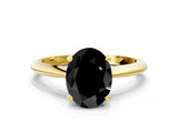 Yellow gold Fancy Black Oval Cut Diamond Solitaire Engagement Ring with Classic Band and Four-Prong Setting_12