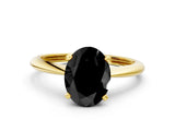 Yellow gold Fancy Black Oval Cut Diamond Solitaire Engagement Ring with Classic Band and Four-Prong Setting_12