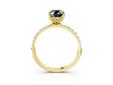 Yellow gold Fancy Black Oval Cut Diamond Solitaire Engagement Ring with Pavé Band and Prong Setting_3