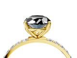 Yellow gold Fancy Black Oval Cut Diamond Solitaire Engagement Ring with Pavé Band and Prong Setting_4
