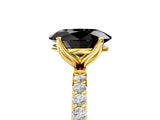 Yellow gold Fancy Black Oval Cut Diamond Solitaire Engagement Ring with Pavé Band and Prong Setting_5