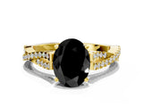 Yellow gold Fancy Black Oval Cut Diamond Solitaire Engagement Ring with Twisted Pavé Band and Four-Prong Setting_36