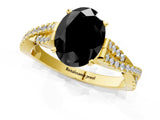 Yellow gold Fancy Black Oval Cut Diamond Solitaire Engagement Ring with Twisted Pavé Band and Four-Prong Setting_37