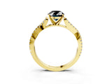 Yellow gold Fancy Black Oval Cut Diamond Solitaire Engagement Ring with Twisted Pavé Band and Four-Prong Setting_39