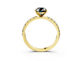 Yellow gold Fancy Black Oval Cut Diamond Solitaire Pavé Band with Four-Prong Setting_3