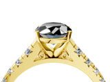 Yellow gold Fancy Black Oval Cut Diamond Solitaire Ring with Cathedral Setting and Pavé Band_4