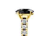 Yellow gold Fancy Black Oval Cut Diamond Solitaire Ring with Cathedral Setting and Pavé Band_5