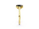 Yellow gold Fancy Black Oval Cut Diamond Solitaire Ring with Flower Prong Setting and Classic Band_14