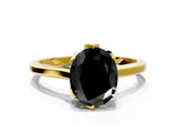 Yellow gold Fancy Black Oval Cut Diamond Solitaire Ring with Flower Prong Setting and Classic Band_36