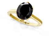 Yellow gold Fancy Black Oval Cut Diamond Solitaire Ring with Flower Prong Setting and Classic Band_37