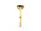 Yellow gold Fancy Black Oval Cut Diamond Solitaire Ring with Flower Prong Setting and Classic Band_38