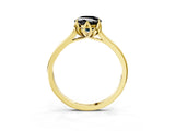 Yellow gold Fancy Black Oval Cut Diamond Solitaire Ring with Flower Prong Setting and Classic Band_39