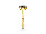 Yellow gold Fancy Black Oval Cut Diamond Solitaire Ring with Flower Prong Setting and Classic Band_50