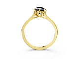 Yellow gold Fancy Black Oval Cut Diamond Solitaire Ring with Flower Prong Setting and Classic Band_51