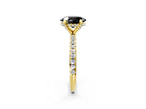Yellow gold Fancy Black Oval Cut Diamond Solitaire Ring with Four-Prong Setting and Pavé Band_5