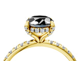 Yellow gold Fancy Black Oval Cut Diamond Solitaire Ring with Four-Prong Setting and Pavé Band_7