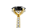 Yellow gold Fancy Black Oval Cut Diamond Solitaire Ring with Four-Prong Setting and Pavé Band_8