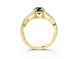 Yellow gold Fancy Black Oval Cut Diamond Solitaire Ring with Four-Prong Setting and Twisted Pavé Band_3