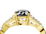 Yellow gold Fancy Black Oval Cut Diamond Solitaire Ring with Four-Prong Setting and Twisted Pavé Band_4