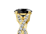 Yellow gold Fancy Black Oval Cut Diamond Solitaire Ring with Four-Prong Setting and Twisted Pavé Band_5