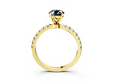 Yellow gold Fancy Black Oval Cut Diamond Solitaire Ring with Pavé Accents and Four-Prong Setting_3