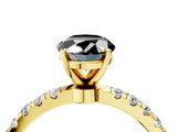 Yellow gold Fancy Black Oval Cut Diamond Solitaire Ring with Pavé Accents and Four-Prong Setting_4