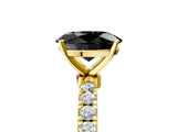 Yellow gold Fancy Black Oval Cut Diamond Solitaire Ring with Pavé Accents and Four-Prong Setting_5
