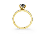 Yellow gold Fancy Black Oval Cut Diamond Solitaire Ring with Pavé Band and Four-Prong Setting_15