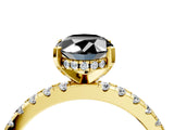 Yellow gold Fancy Black Oval Cut Diamond Solitaire Ring with Pavé Band and Four-Prong Setting_16