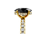 Yellow gold Fancy Black Oval Cut Diamond Solitaire Ring with Pavé Band and Four-Prong Setting_17
