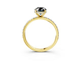 Yellow gold Fancy Black Oval Cut Diamond Solitaire Ring with Pavé Band and Hidden Halo_15