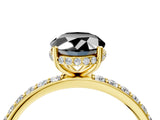 Yellow gold Fancy Black Oval Cut Diamond Solitaire Ring with Pavé Band and Hidden Halo_16