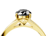 Yellow gold Fancy Black Oval Cut Diamond Solitaire Ring with Pavé Band and Prong Setting_16