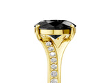 Yellow gold Fancy Black Oval Cut Diamond Solitaire Ring with Pavé Band and Prong Setting_17
