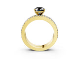 Yellow gold Fancy Black Oval Cut Diamond Solitaire Ring with Pavé and Channel Set Band_3