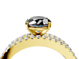 Yellow gold Fancy Black Oval Cut Diamond Solitaire Ring with Pavé and Channel Set Band_4